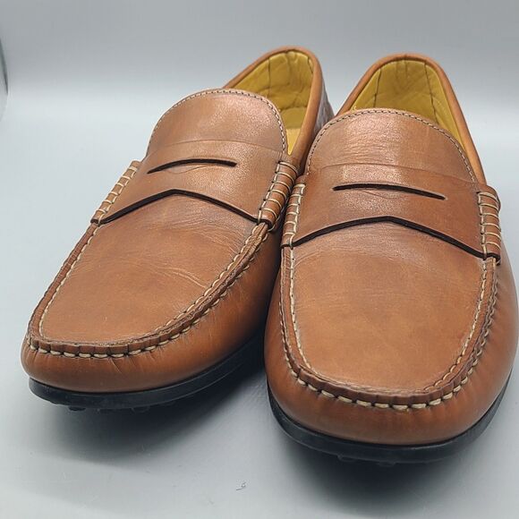 Zelli Monza mens tan brown Italian Calfskin Driver Penny Loafers Italy sz 11.5 main image 4